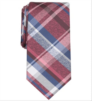 Gravata fina xadrez Perry Ellis masculina Dehaven vermelha tamanho regular