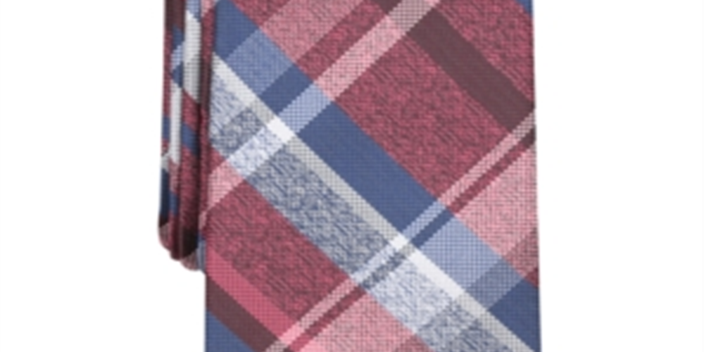 Gravata fina xadrez Perry Ellis masculina Dehaven vermelha tamanho regular