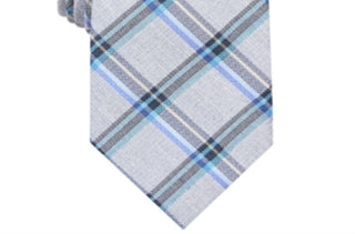 Gravata fina xadrez tartan masculina Perry Ellis, azul, tamanho regular