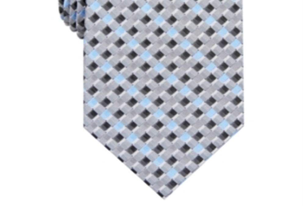 Gravata xadrez clássica Narcissa masculina Perry Ellis, azul, tamanho regular