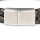 Pulseira masculina de couro trançado com fio duplo sob medida, marrom, tamanho regular