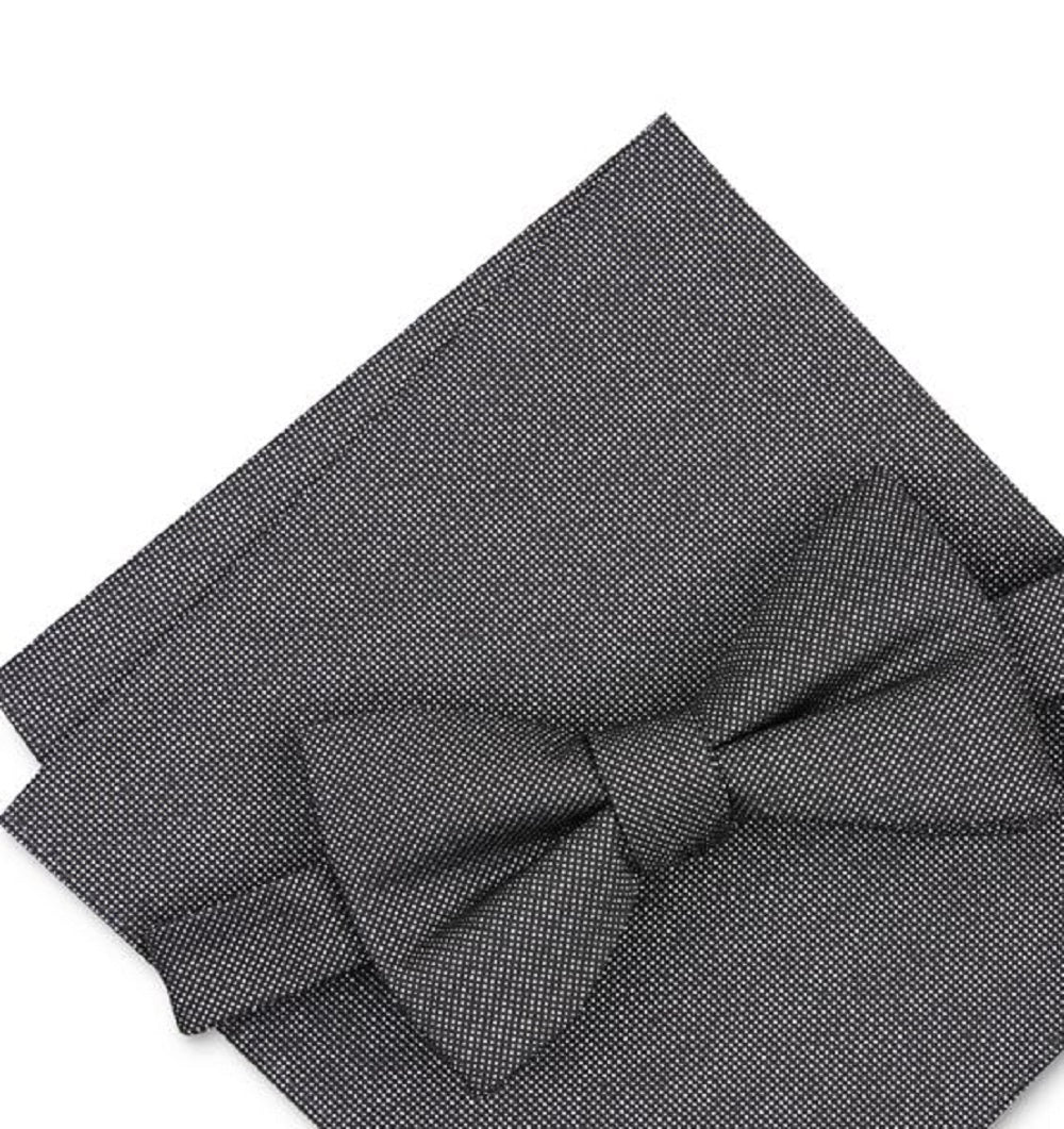 Alfani Masculino Textura Sólida Lenço de Bolso e Gravata Borboleta Cinza Tamanho Regular