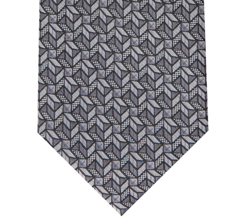 Gravata Alfani Masculina Coen Geo Cinza Tamanho Regular