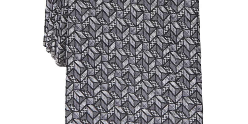 Gravata Alfani Masculina Coen Geo Cinza Tamanho Regular