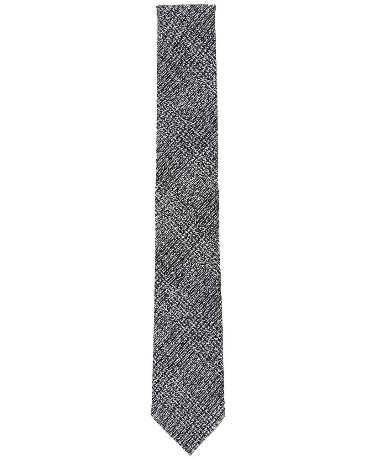 Gravata skinny xadrez Glen masculina INC International Concepts, preta, tamanho regular