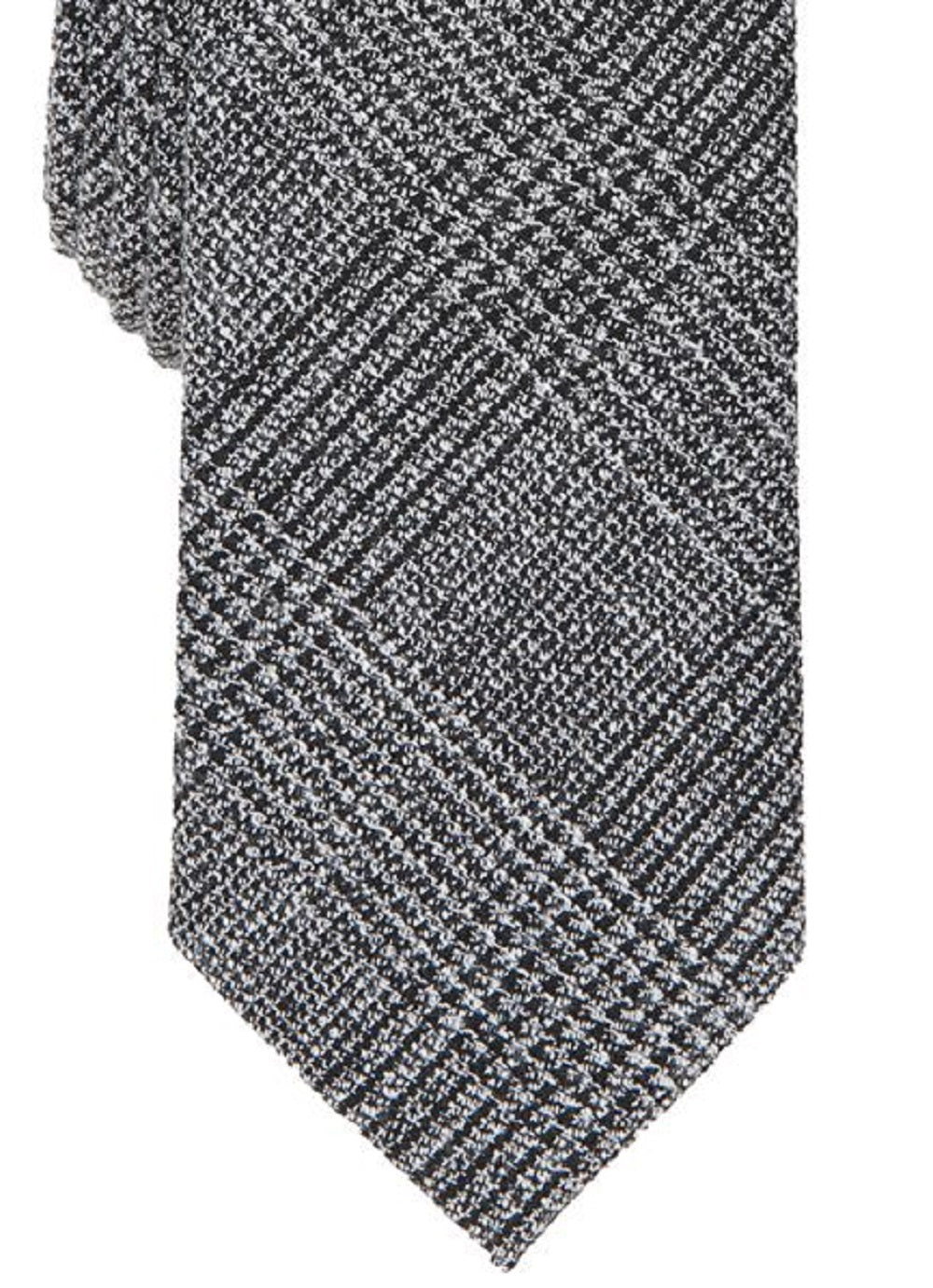 Gravata skinny xadrez Glen masculina INC International Concepts, preta, tamanho regular