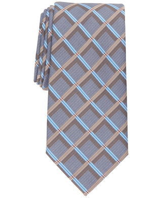 Gravata Perry Ellis Lance Classic Grid Masculina Marrom Tamanho Regular