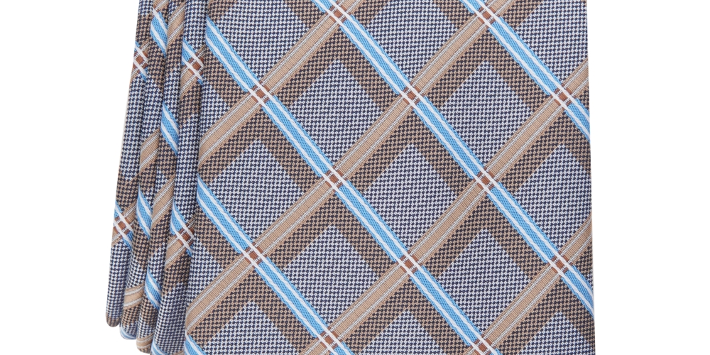 Gravata Perry Ellis Lance Classic Grid Masculina Marrom Tamanho Regular