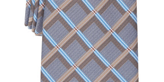 Gravata Perry Ellis Lance Classic Grid Masculina Marrom Tamanho Regular