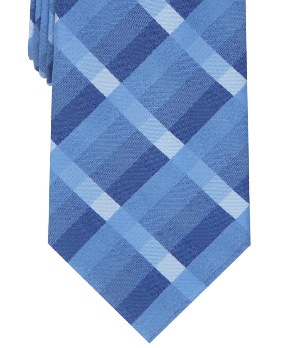 Gravata xadrez Brandon masculina Perry Ellis azul tamanho regular