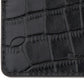Porta-cartões de couro com relevo Bespoke Straight Edge Gator para homem, preto, tamanho regular