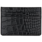 Porta-cartões de couro com relevo Bespoke Straight Edge Gator para homem, preto, tamanho regular