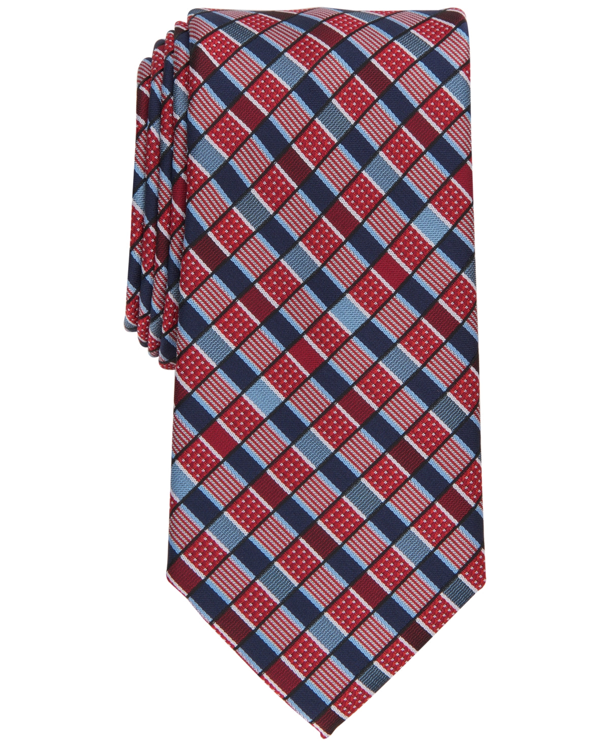 Gravata geométrica Ledon masculina Perry Ellis vermelha tamanho regular