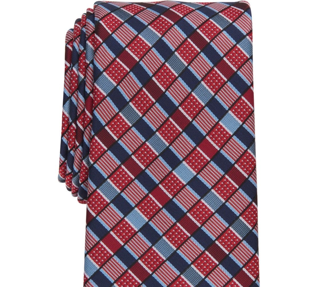 Gravata geométrica Ledon masculina Perry Ellis vermelha tamanho regular