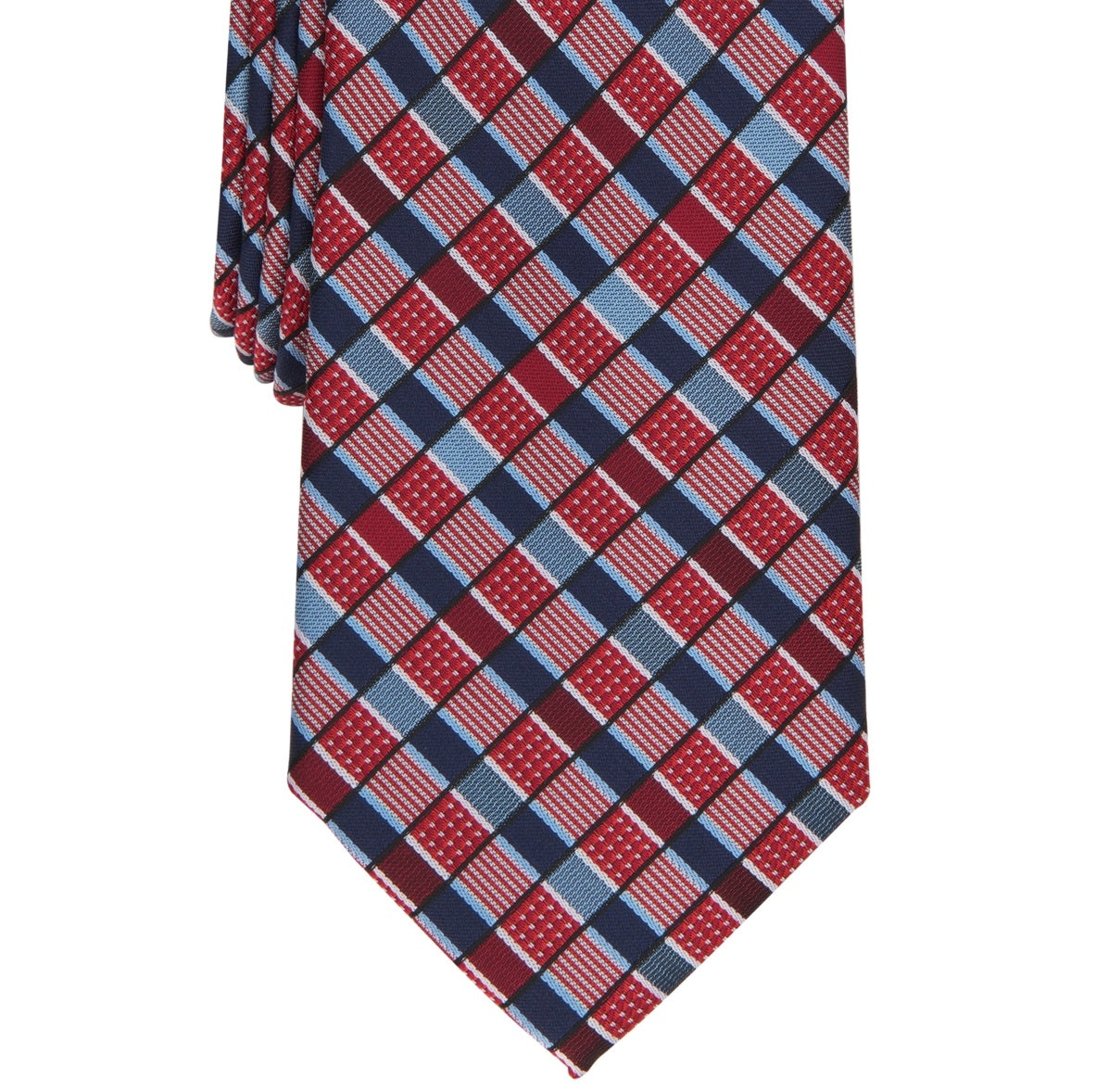 Gravata geométrica Ledon masculina Perry Ellis vermelha tamanho regular