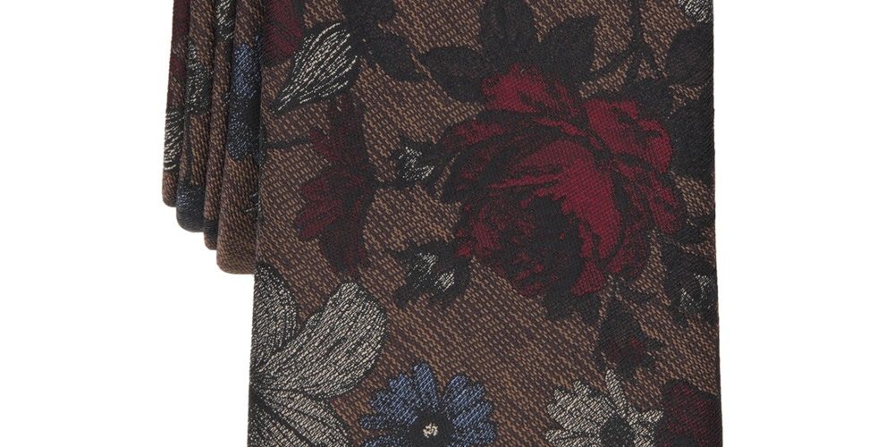 Bar III Gravata masculina skinny Sebban floral marrom tamanho regular