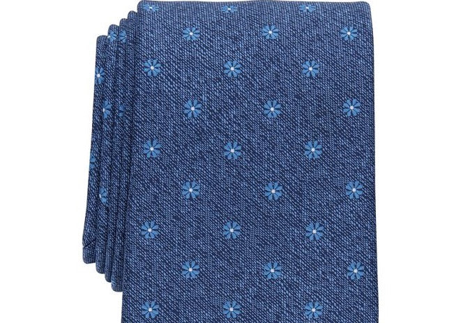 Gravata floral Lampley masculina Club Room, azul, tamanho regular