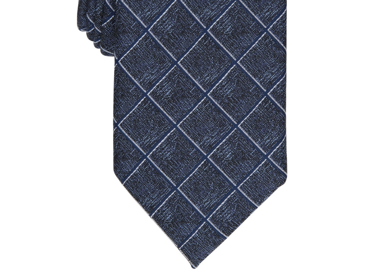 Gravata Alfani Masculina Wendell Grid Azul Tamanho Regular