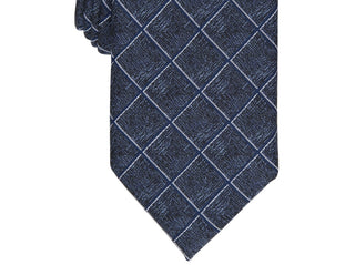 Gravata Alfani Masculina Wendell Grid Azul Tamanho Regular