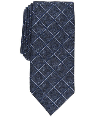 Gravata Alfani Masculina Wendell Grid Azul Tamanho Regular