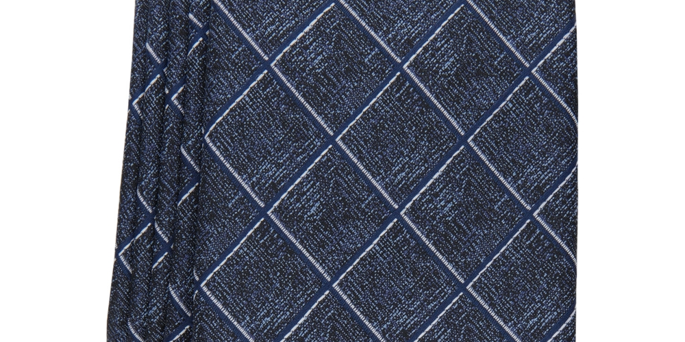 Gravata Alfani Masculina Wendell Grid Azul Tamanho Regular