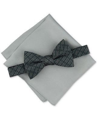 Conjunto de gravata borboleta e lenço de bolso masculino Alfani, 2 peças, verde, tamanho regular