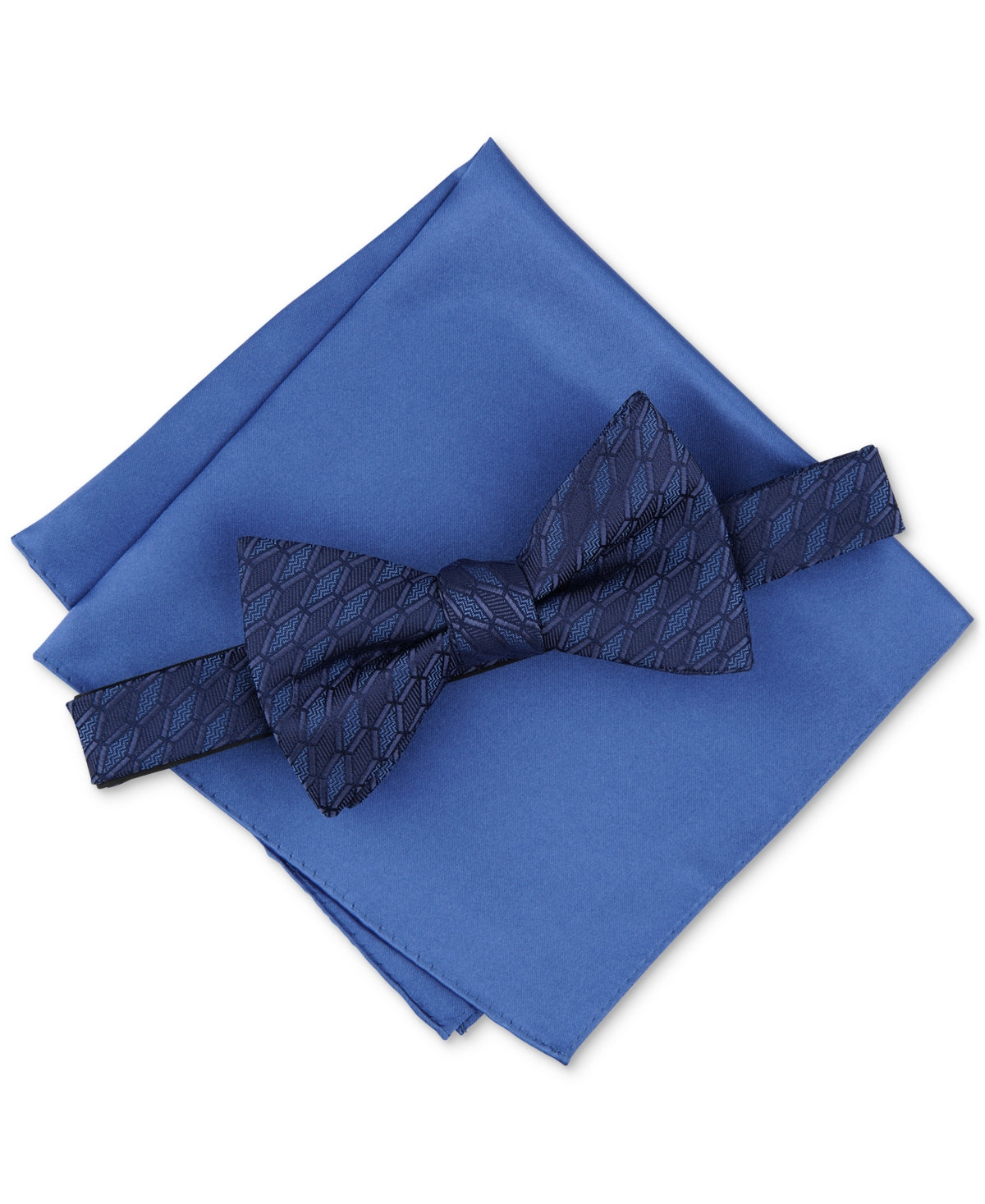 Conjunto de gravata borboleta e lenço de bolso masculino Alfani, 2 peças, azul, tamanho regular