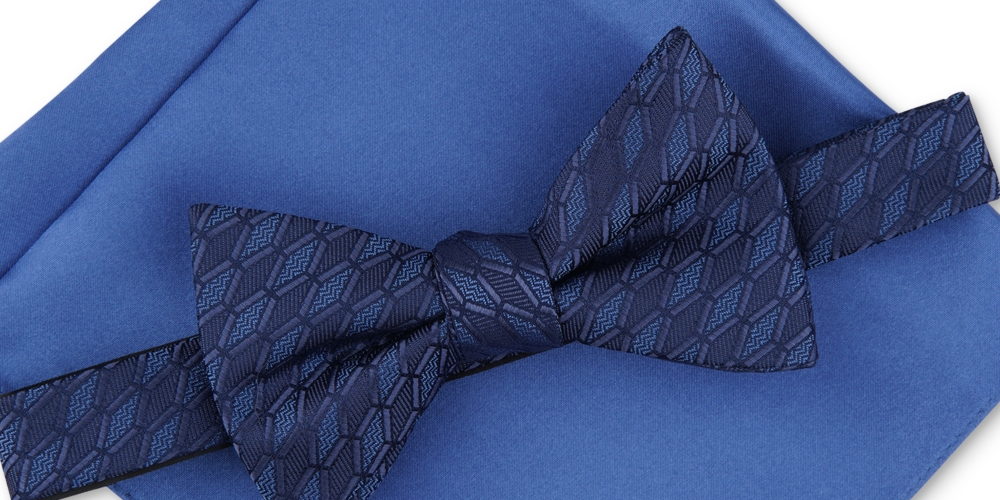 Conjunto de gravata borboleta e lenço de bolso masculino Alfani, 2 peças, azul, tamanho regular