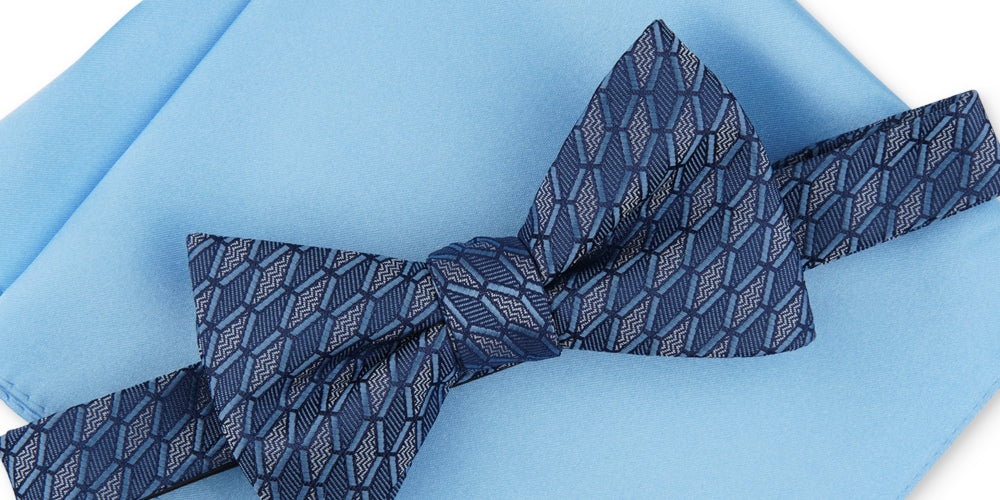 Conjunto de gravata borboleta e lenço de bolso masculino Alfani, 2 peças, azul, tamanho regular