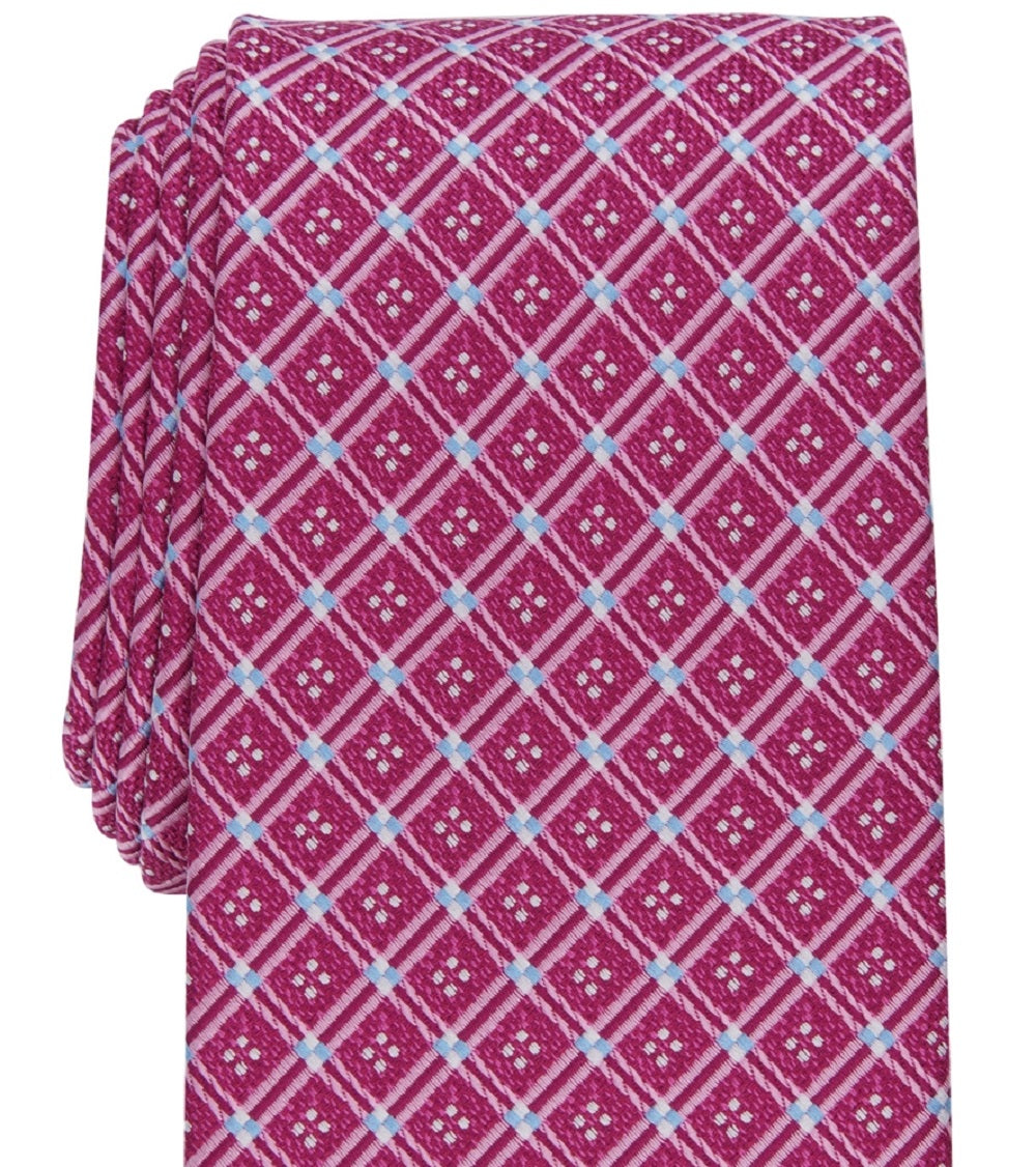 Gravata Perry Ellis Selby Neat Masculina Rosa Tamanho Regular