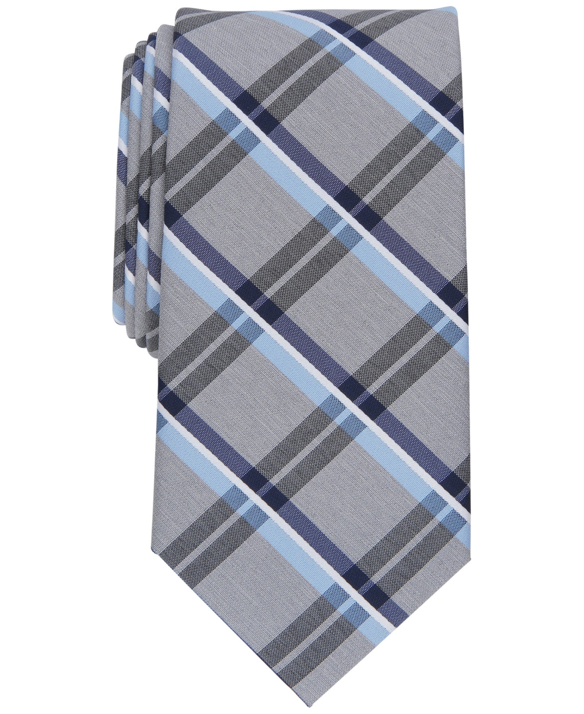 Gravata xadrez Caplan masculina Perry Ellis cinza tamanho regular