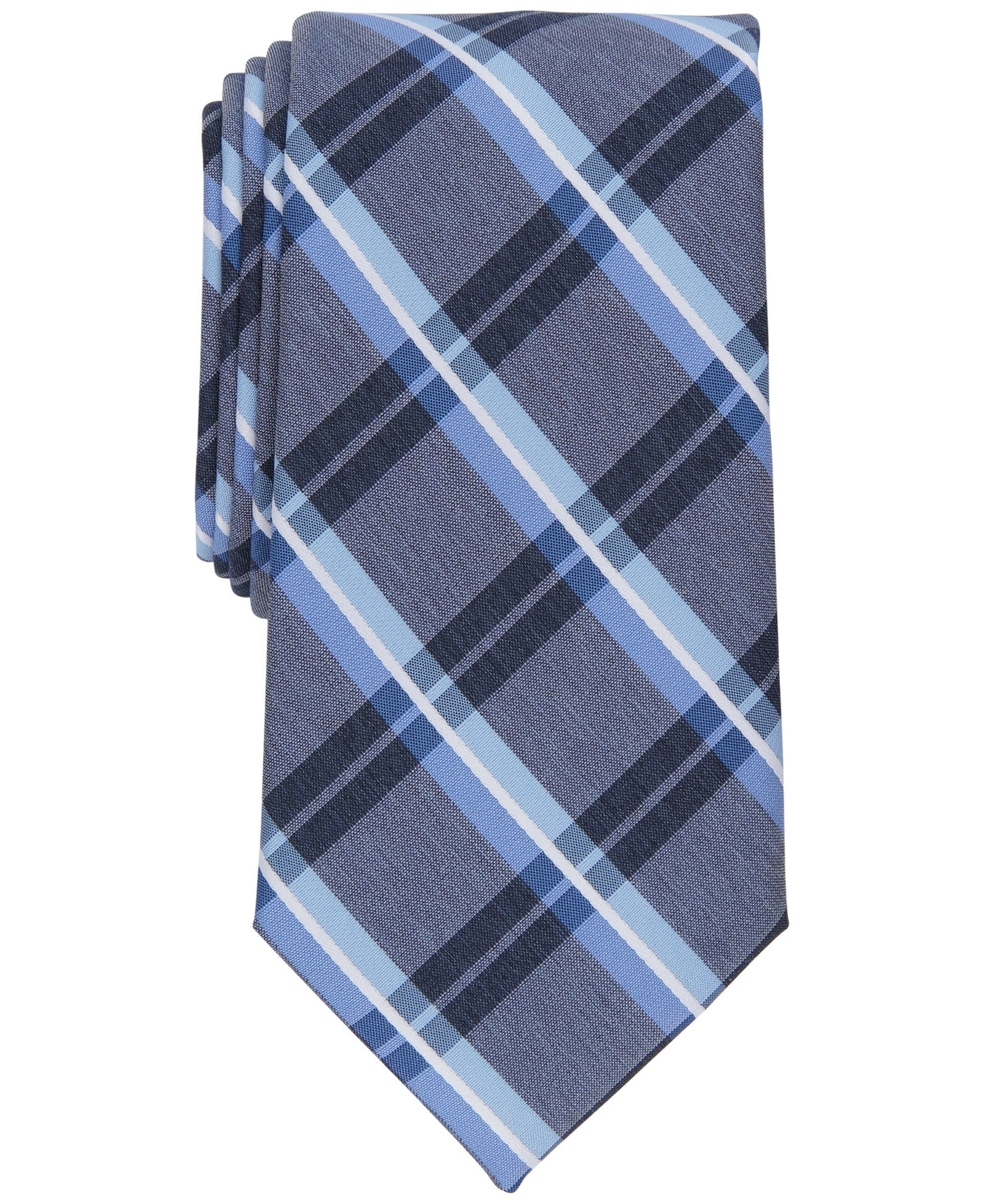 Gravata xadrez Caplan masculina Perry Ellis azul tamanho regular