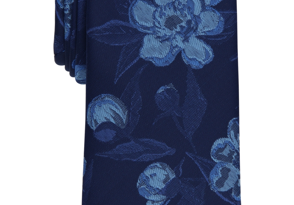 Gravata floral Ghajar masculina Bar III azul marinho tamanho único