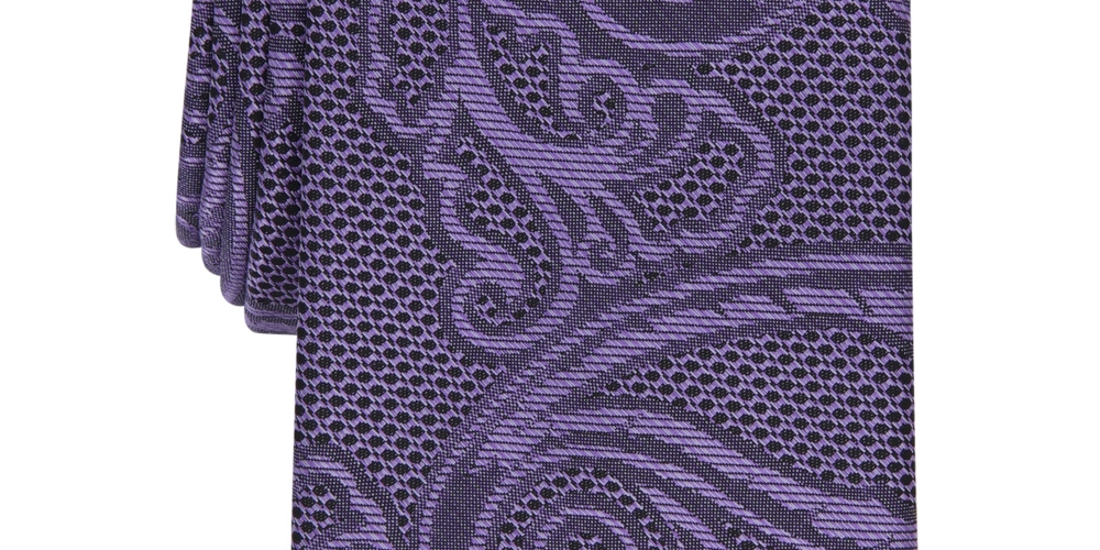 Gravata Alfani Slim Paisley Masculina Roxa Tamanho Regular