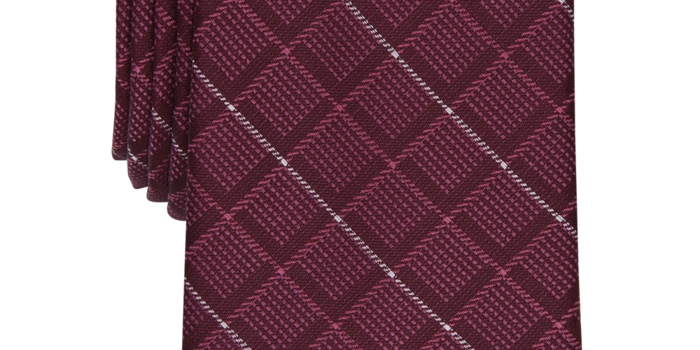 Gravata Alfani Slim Grid Masculina Vermelha Tamanho Regular