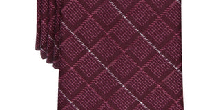 Gravata Alfani Slim Grid Masculina Vermelha Tamanho Regular