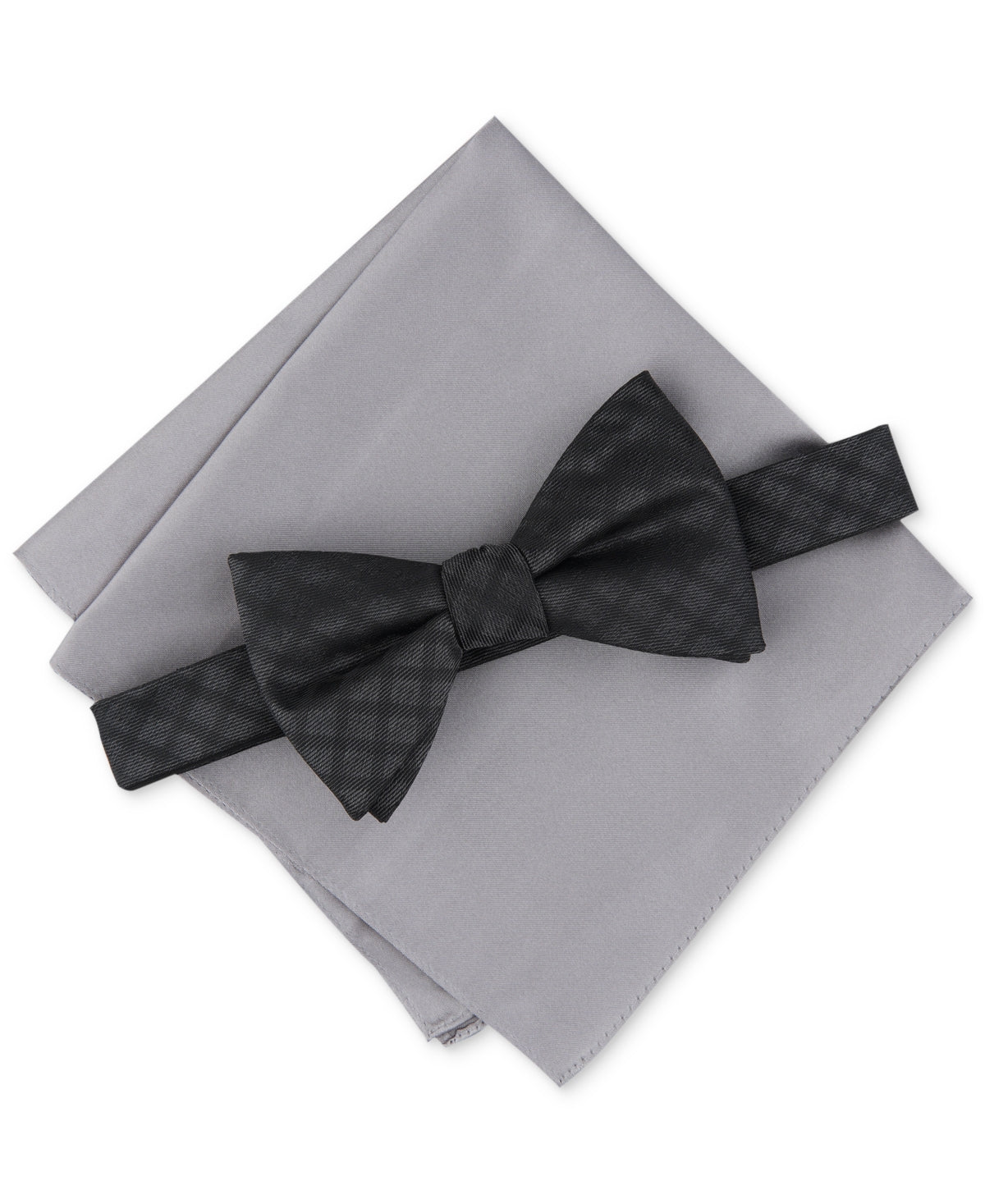 Gravata borboleta e lenço de bolso xadrez Gahln masculino Alfani, preto, tamanho único