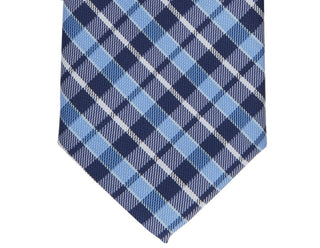 Gravata xadrez clássica Everberg masculina Club Room, azul, tamanho regular