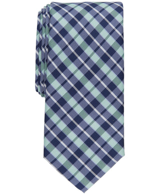 Gravata xadrez clássica Everberg masculina Club Room, verde, tamanho regular