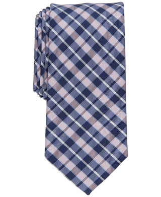 Gravata xadrez clássica Everberg masculina Club Room, rosa, tamanho regular