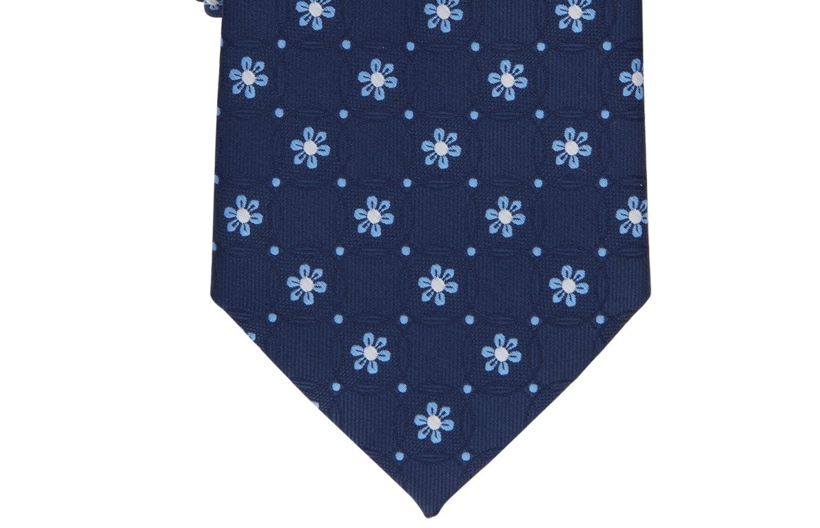 Gravata Medalhão Floral Clássica Masculina Club Room Azul Tamanho Regular