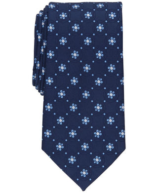 Gravata Medalhão Floral Clássica Masculina Club Room Azul Tamanho Regular