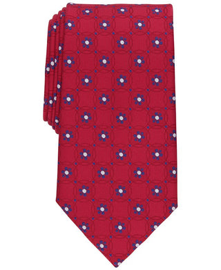 Gravata Medalhão Floral Clássica Masculina Club Room Vermelha Tamanho Regular