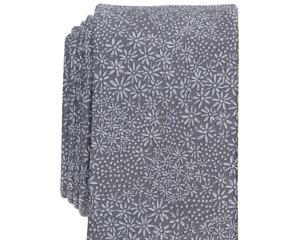 Gravata floral skinny Levetin masculina Bar III cinza tamanho regular