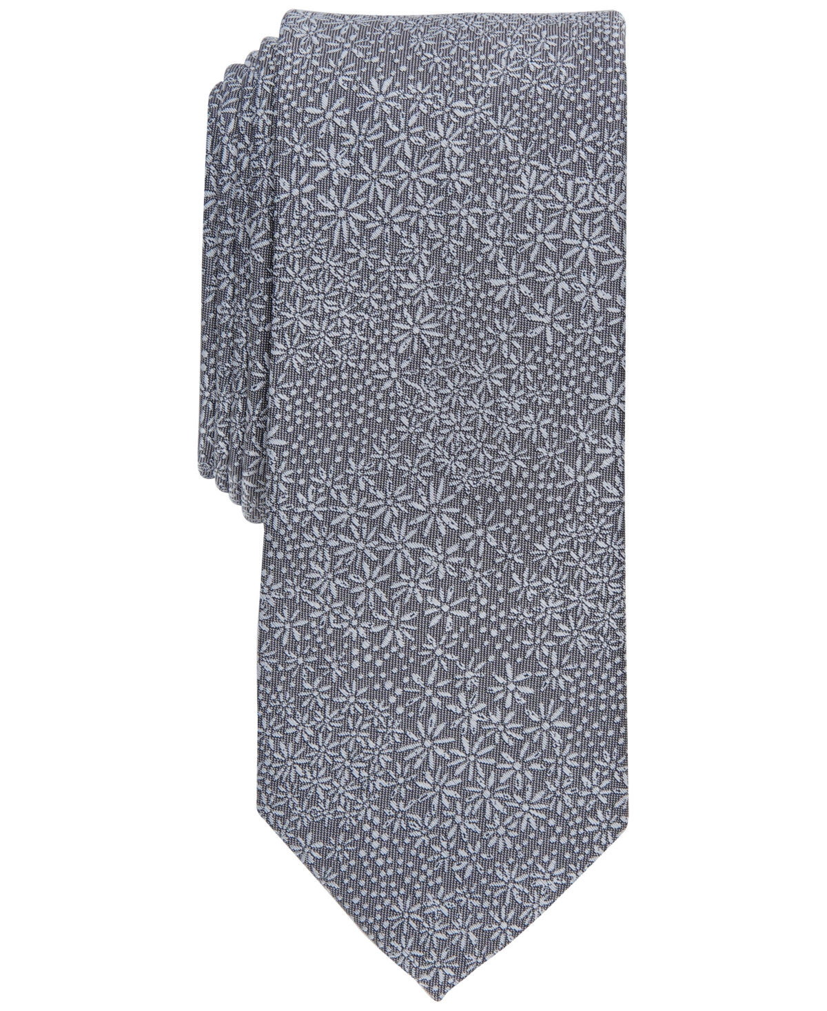Gravata floral skinny Levetin masculina Bar III cinza tamanho regular