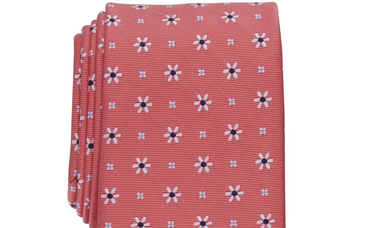 Gravata clássica floral elegante masculina Club Room vermelha tamanho regular