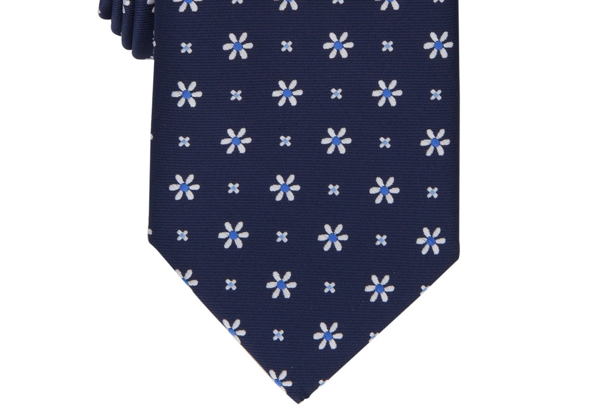 Gravata clássica floral elegante masculina Club Room, azul, tamanho regular