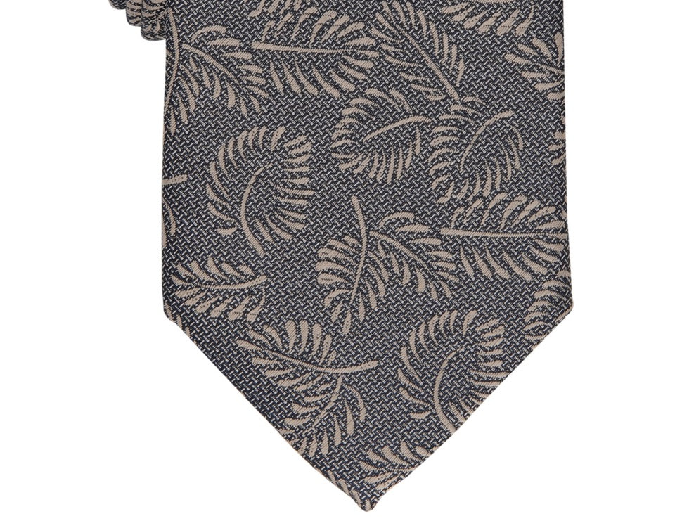 Gravata Alfani Masculina com Estampa de Folha Bretã Marrom Tamanho Regular