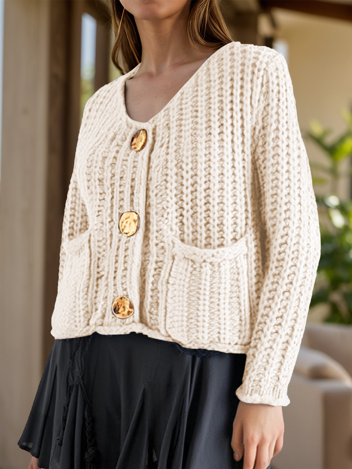 Cardigan de manga comprida com botões
