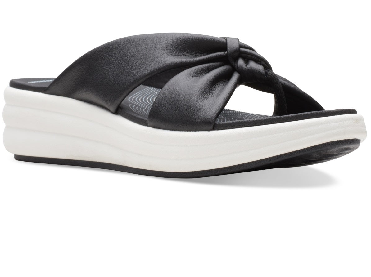Sandálias femininas Clarks Cloudsteppers Drift Ave Slip On Wedge, pretas, tamanho 7,5 W